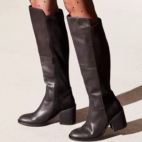 Free People Jeffrey Campbell Landry Over The Knee Boots Black Size 7.5 - Picture 1 of 10